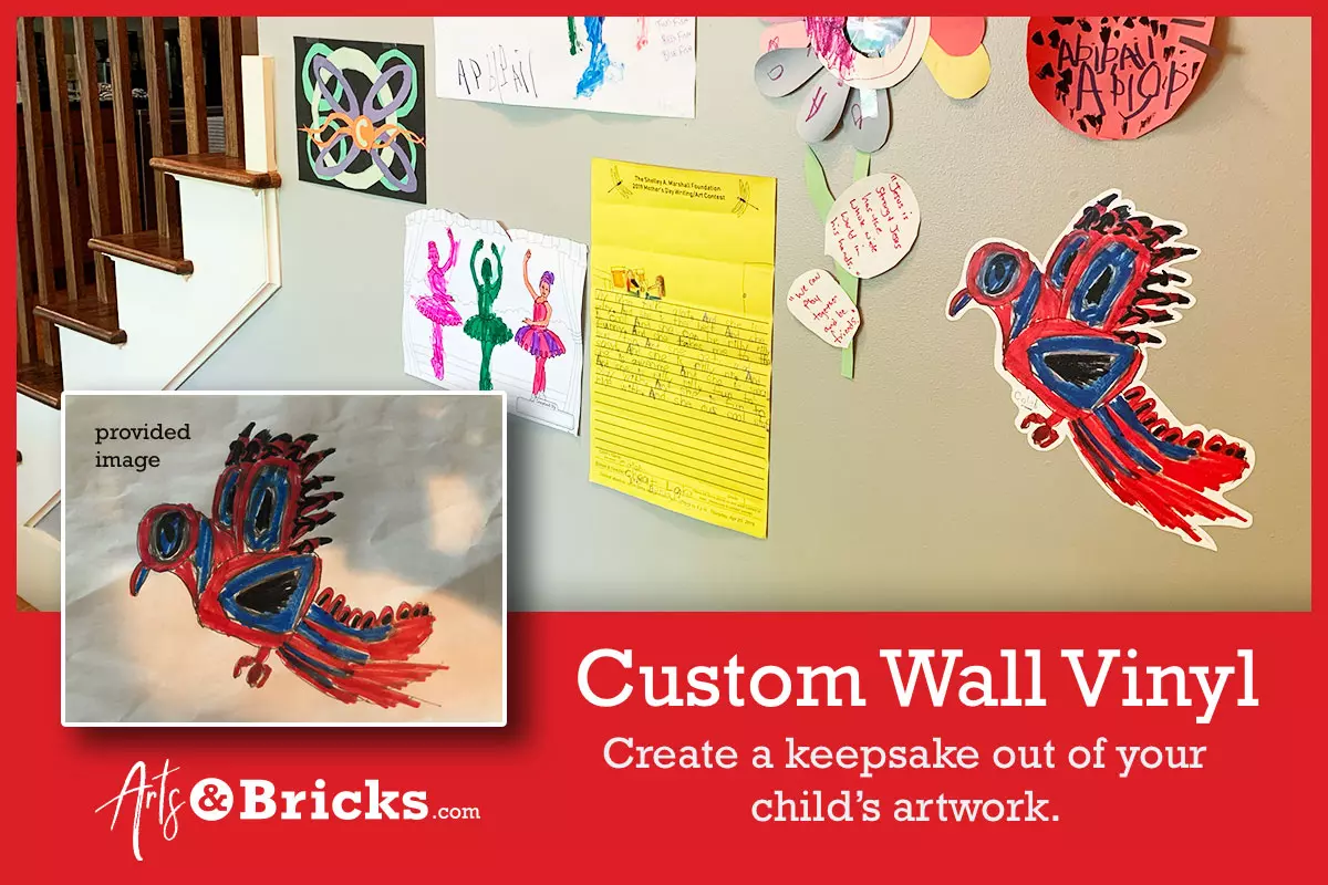 Mondrian Stylized Kids Art: Bird Wall Vinyl