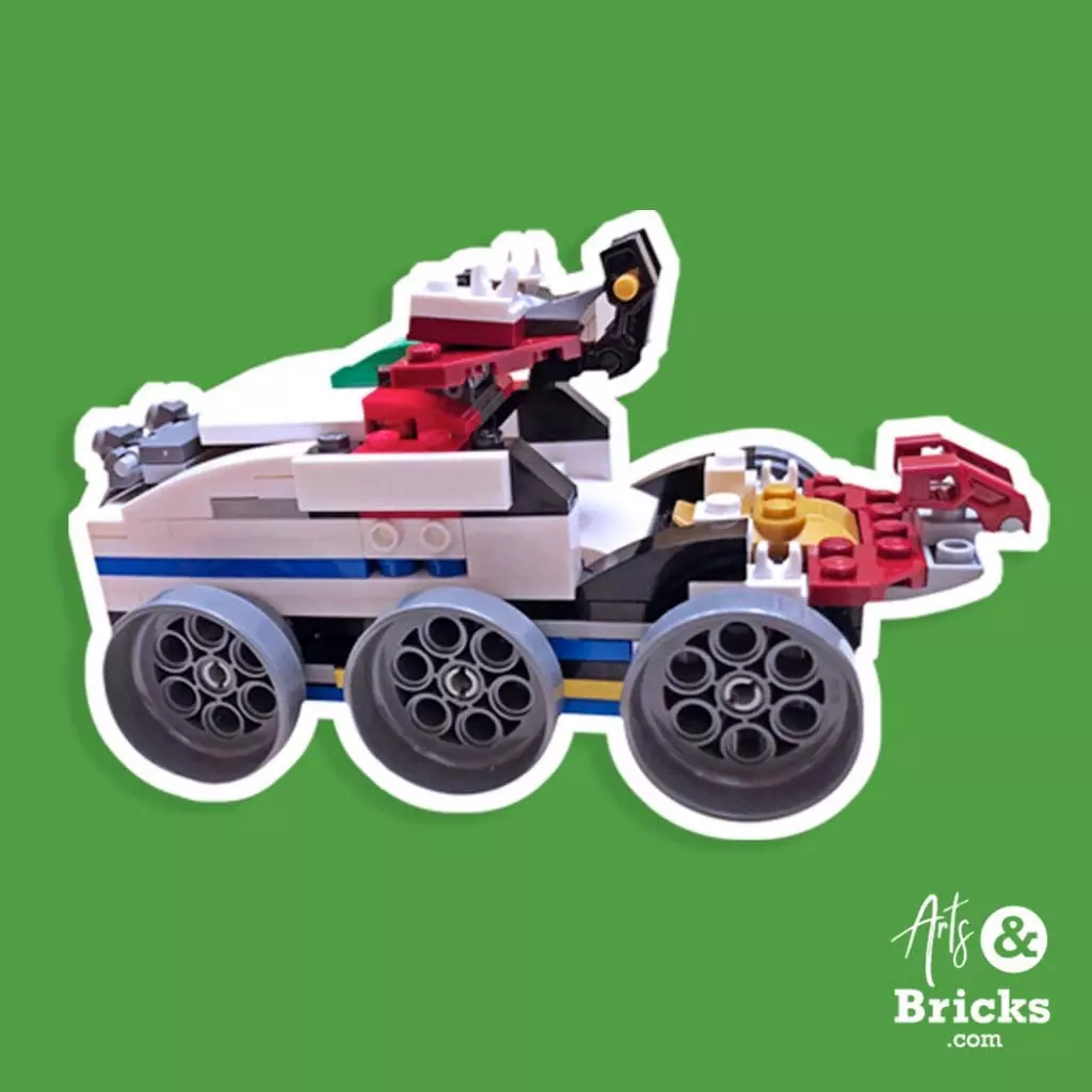 Example of custom-made wall sticker created from kid's brick space rover design.
