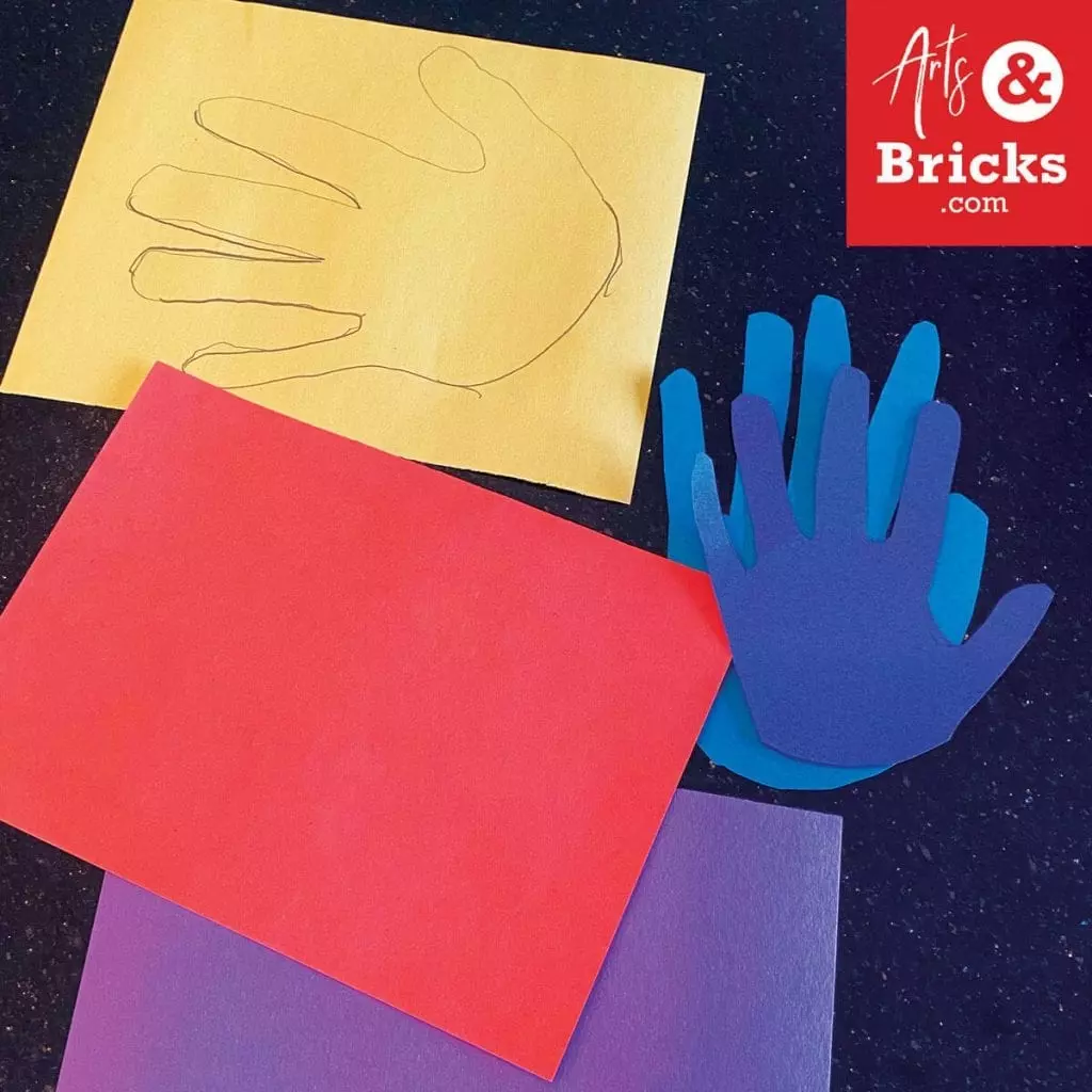 Trace and Cut family handprints, for lockdown 2020 family keepsake