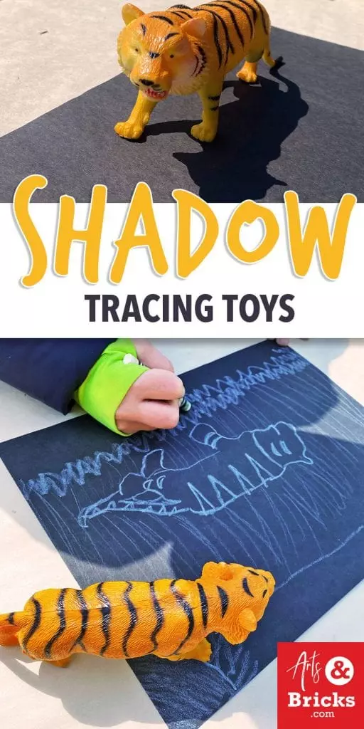This simple afternoon-sun activity requires only two craft supplies: a white crayon and a piece of black paper, plus toys! 
