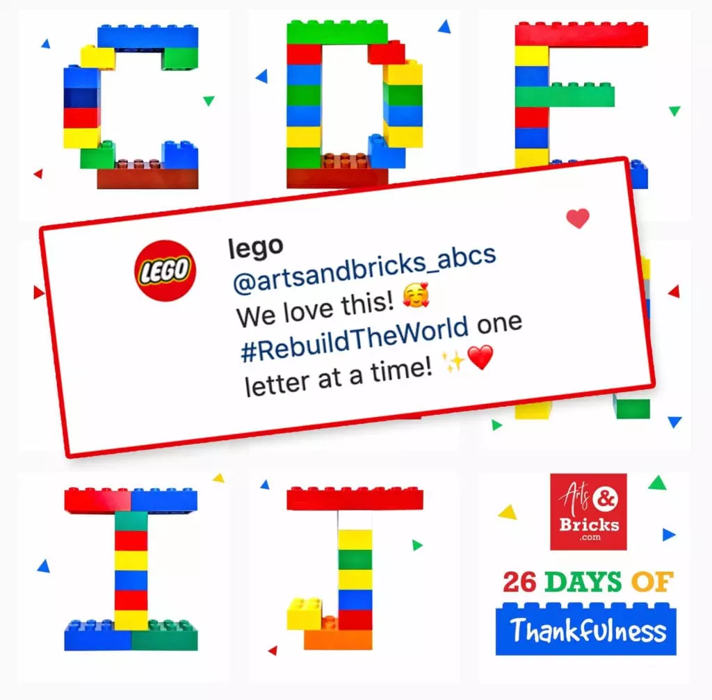We love this! #RebuildTheWorld one letter at a time! - From @Lego on Instagram