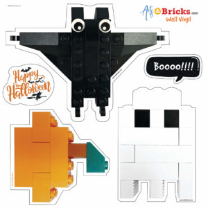 Halloween themed wall stickers, wall decals designed from LEGO bricks