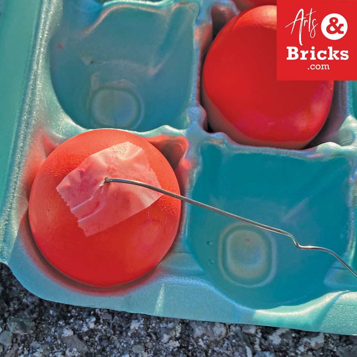 Break up the yolk with a paperclip or toothpick for blown-out eggs.