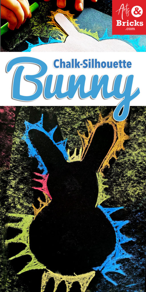 Make a simple chalk silhouette bunny craft for kids.