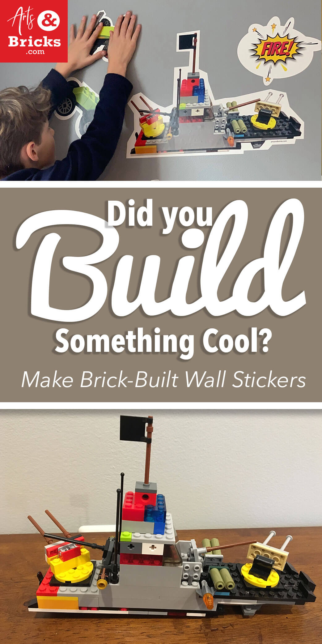 Did you build something cool with LEGO bricks? Turn them into kids wall decor with Arts and Bricks's design-it-yourself brick-built wall stickers.
