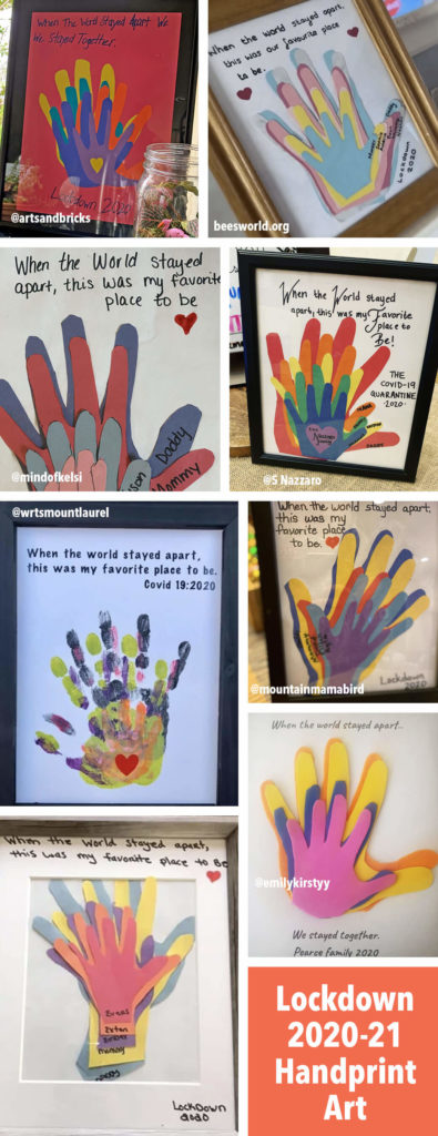 Examples and inspiration for handprint covid-19, lockdown 2020 family keepsake artwork