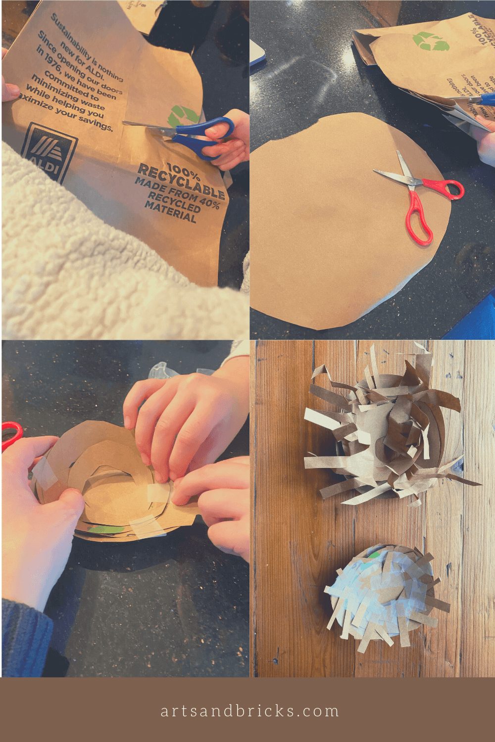Directions on how to make a nest from a paper bag