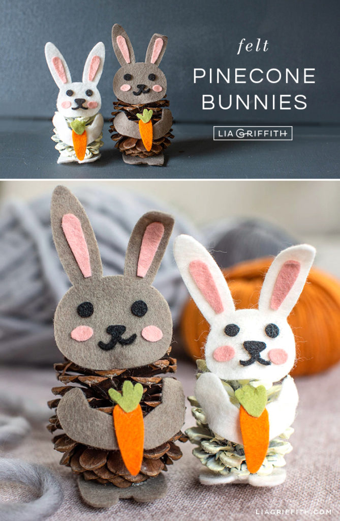 Lia Griffith cute pinecone felt bunny crafts using a cricut