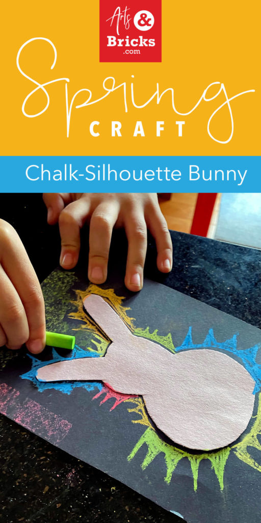 Spring Craft: Chalk Silhouette Bunny for kids. Create this colorful bunny craft with your preschool and elementary-aged kiddos! It's fun, creative, fast, and beautiful to display. Click for instructions.