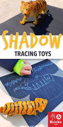 This simple afternoon-sun activity requires only two craft supplies: a white crayon and a piece of black paper, plus toys!