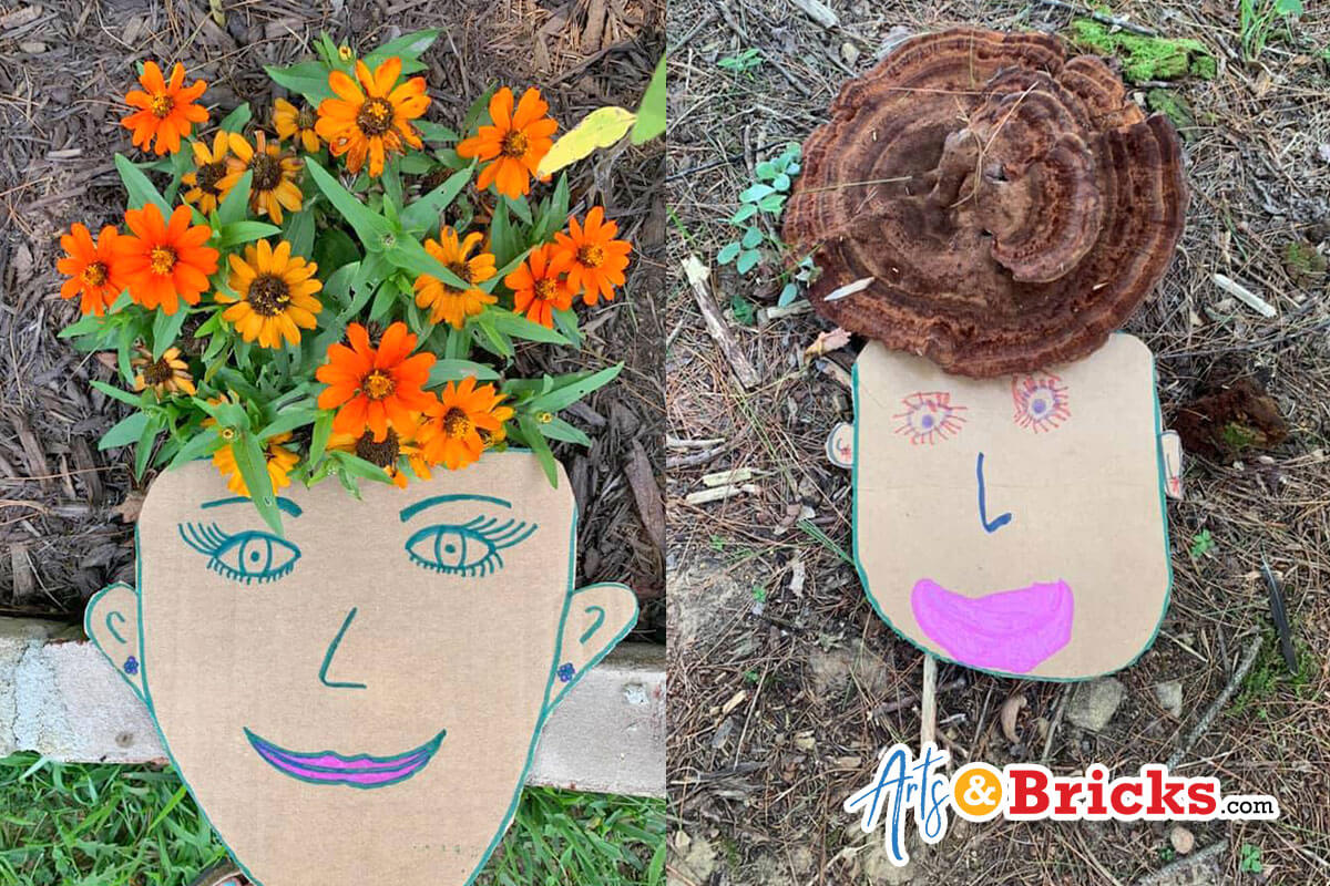 Cardboard Self-Portraits with Nature Hair - Kid Craft Blog