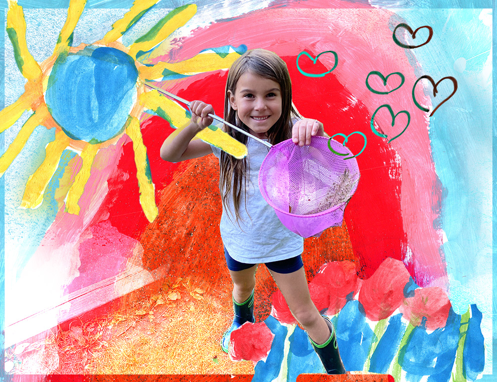 Digital collage using photograph and children's artwork