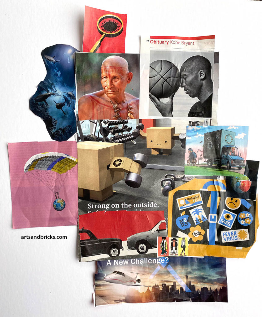 Collage with Advertising Materials and Magazines