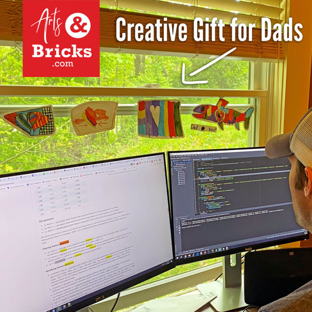 Get this creative gift for Dad. Make window cling keepsakes made from your child's artwork. Decorate windows, mirrors, whiteboards and more! #creative #gifts #fordad #fathersday