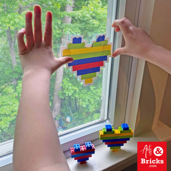 Decorate your windows with lego-themed hearts