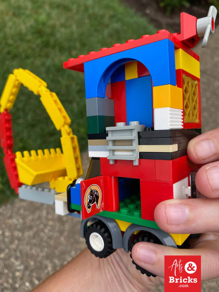 Introducing the Dig-O-Matic. This feat of eight-year-old engineering is most notable for its rollable hinged digger bucket! Its playful functionality is created by connecting eight hinged Lego bricks to the bucket. See more images and our favorite additions on our blog.