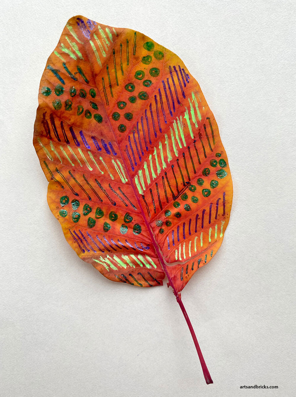 Leaf Doodle Art, Colourful Leaf Art, Sketch Pen Art