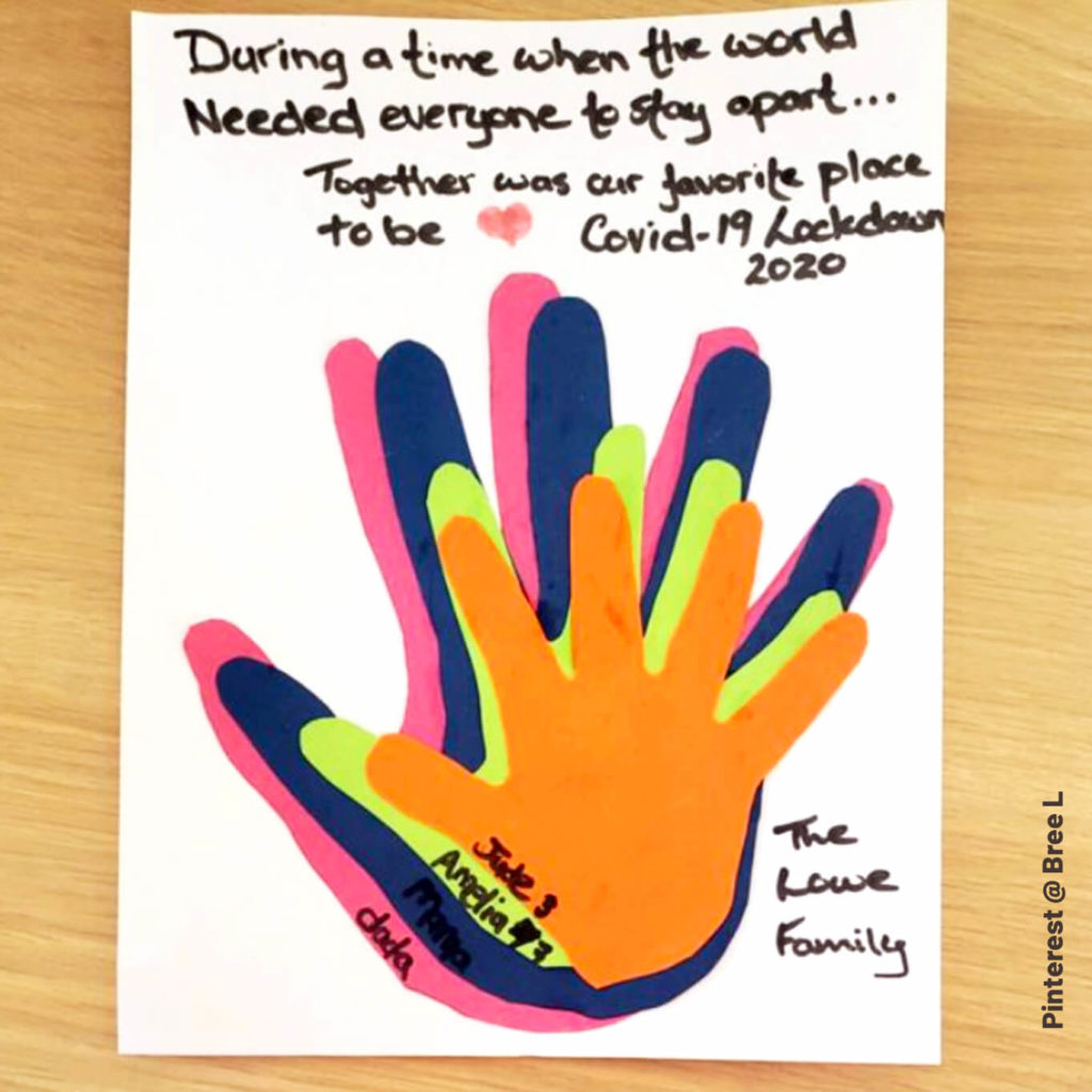 During a time when the world needed everyone to stay apart...Together was our favorite place to be. Covid-19 Lockdown 2020. Framable family handprint craft. #inspiration #pinterest