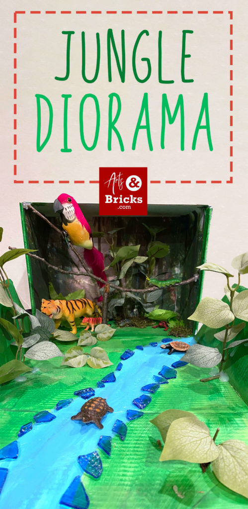Love them or hate them, elementary school diorama projects are part of life for the typical parent! Here we're sharing our process for making a rainforest / jungle diorama in 5th grade. #science #diorama #jungle #foliage #rainforest
