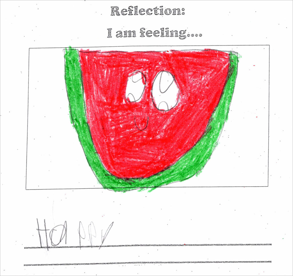 How am I feeling? Give children an opportunity to draw and write how they are feeling each day. Let color and drawings and writing help little ones express their inner thought lives.