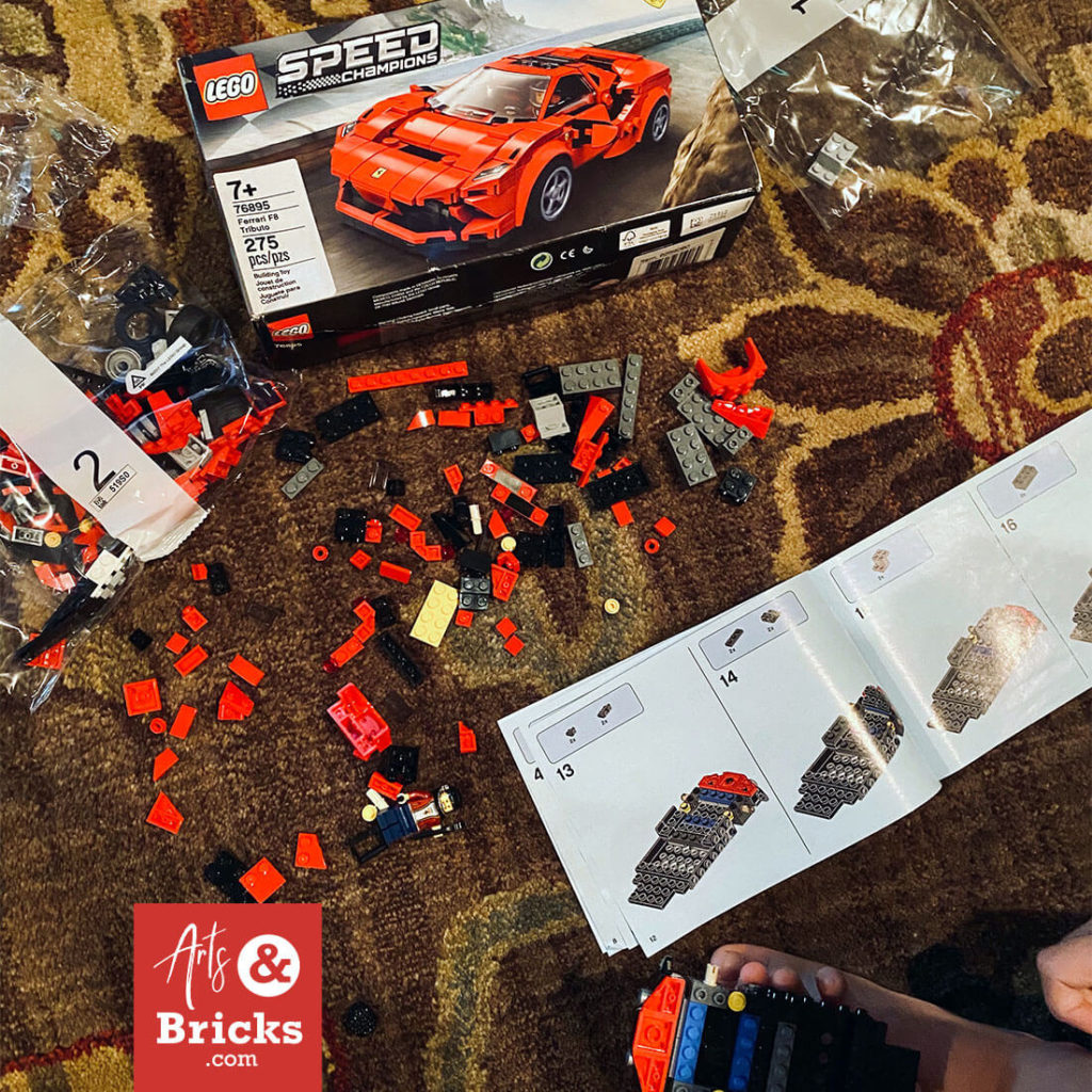 From a kid’s perspective, here are some of the favorite features of the LEGO Ferrari Tributo 76895: Sticker Power, Cool Hair, Doesn't break when playing, multiple hub cap choices, great color scheme red/black, super aerodynamic and just looks cool! Read more in our LEGO review by an eight-year-old kid. #lego #reviews #gifts #forkids #legokids