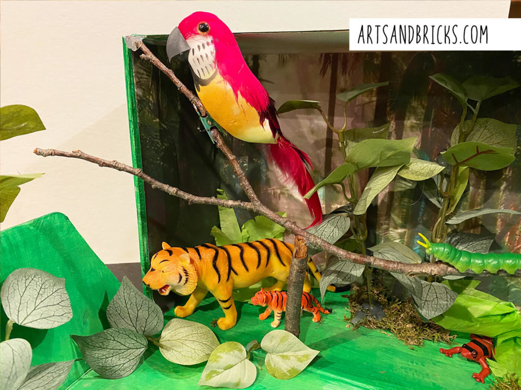 How to make a Rainforest Diorama using real leaves