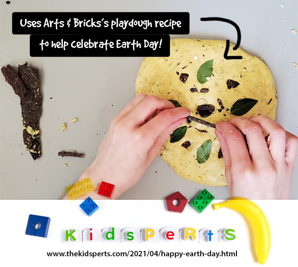 Kidsperts uses Arts and Bricks's dandelion playdough as part of their Earth Day celebration kid activities.