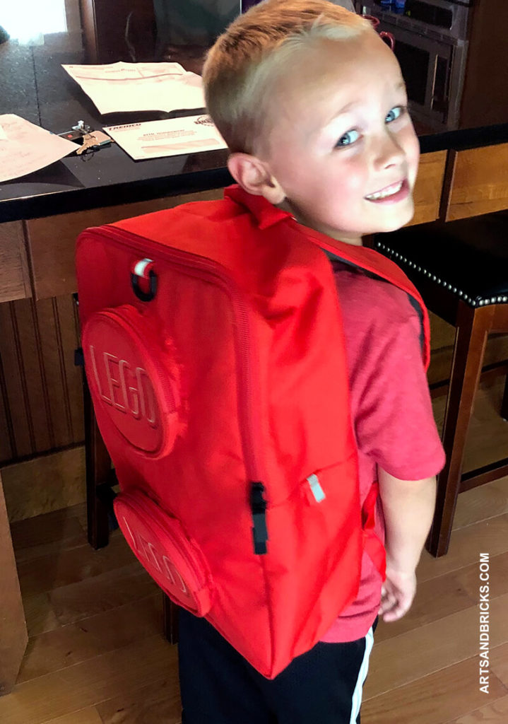 By far, our favorite LEGO school necessity is the LEGO Brick Backpack. We have it in red and purchased it directly from LEGO. It's very well made with thick fabric and strong zippers; ours is a year old and based on its current wear-and-tear it is going to last for several years to come!