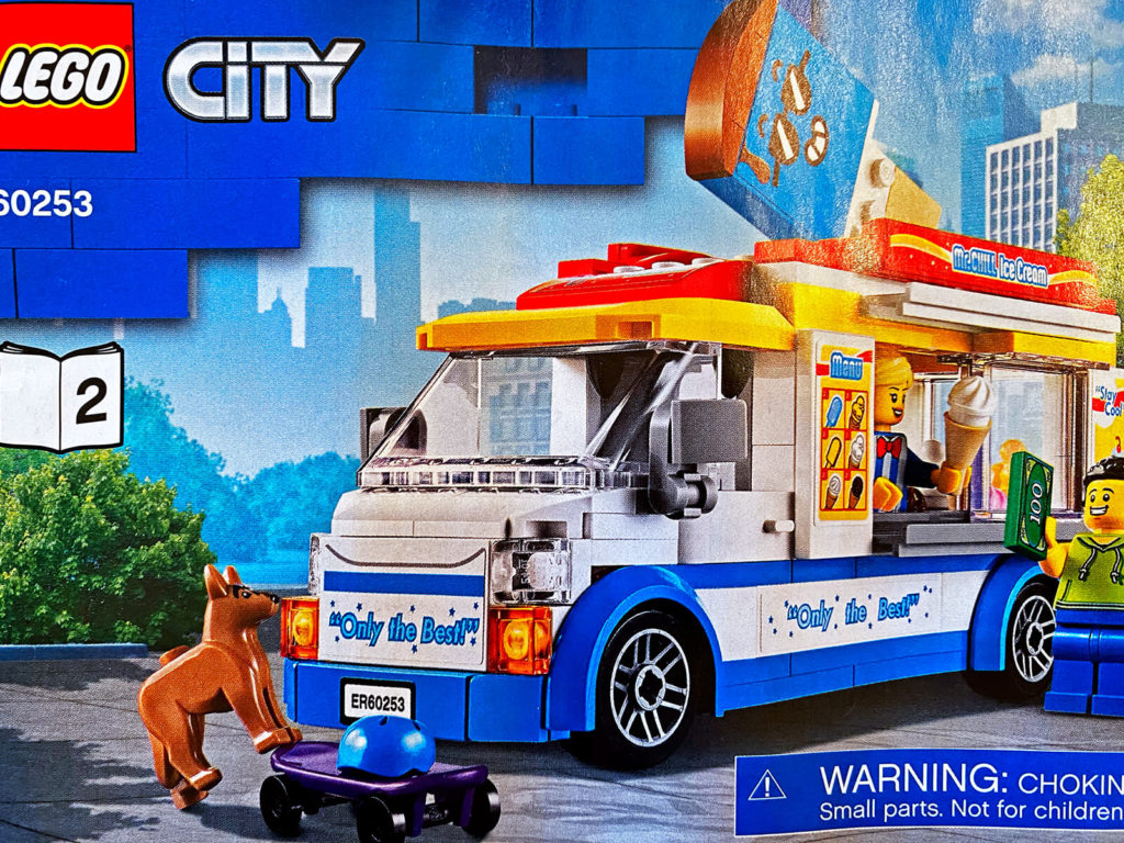 A fun summer set, the LEGO City Ice Cream Truck serves up popsicles and ice cream to hungry Minifigures and pets!