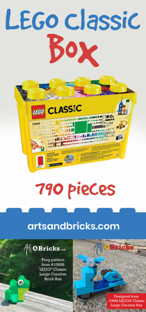 Get CREATIVE: this LEGO® Classic box set comes in a plastic storage bin shaped like a brick (bonus!) and runs about $50 for 790 pieces. Includes build instructions for a stork, a blue moped or blue Vespa, and a cute frog.