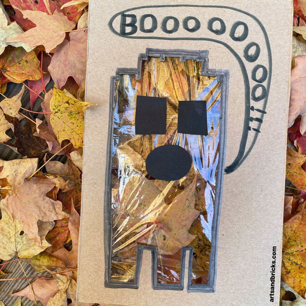 Explore your surroundings -- like fallen autumn leaves -- with this Ghost Peek-A-Boo Cardboard Craft! Use cardboard (we used a cereal box panel) to create a ghost. Ours is a LEGO brick ghost!!! Add plastic wrap over the body and tape on a spooky face. Don't forget to add a BOO! Next is the fun part, start framing textures and colors - both indoors and outdoors. Don't forget to take pictures! Have fun!
#lego #craft #google #cardboard #forkids #easy #recycled #naturecrafts