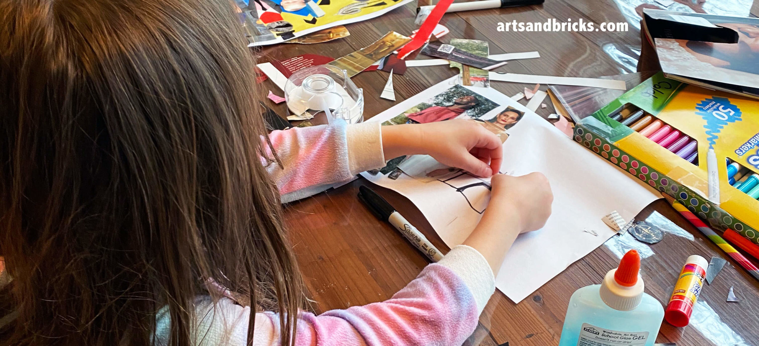 Incorporate drawing and cutting and pasting your child's favorite pictures from magazines.