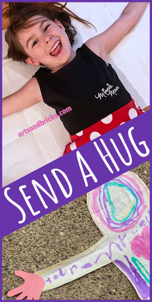 Send a hug and brighten someone's day! Send a hug from your child. This simple family-friendly craft is perfect for quarantine, grandparents day, deployed parents and more! Get inspired and learn how to create your own from our blog. #diycraft #familyfriendly #shareahug #makeahug #mailahug