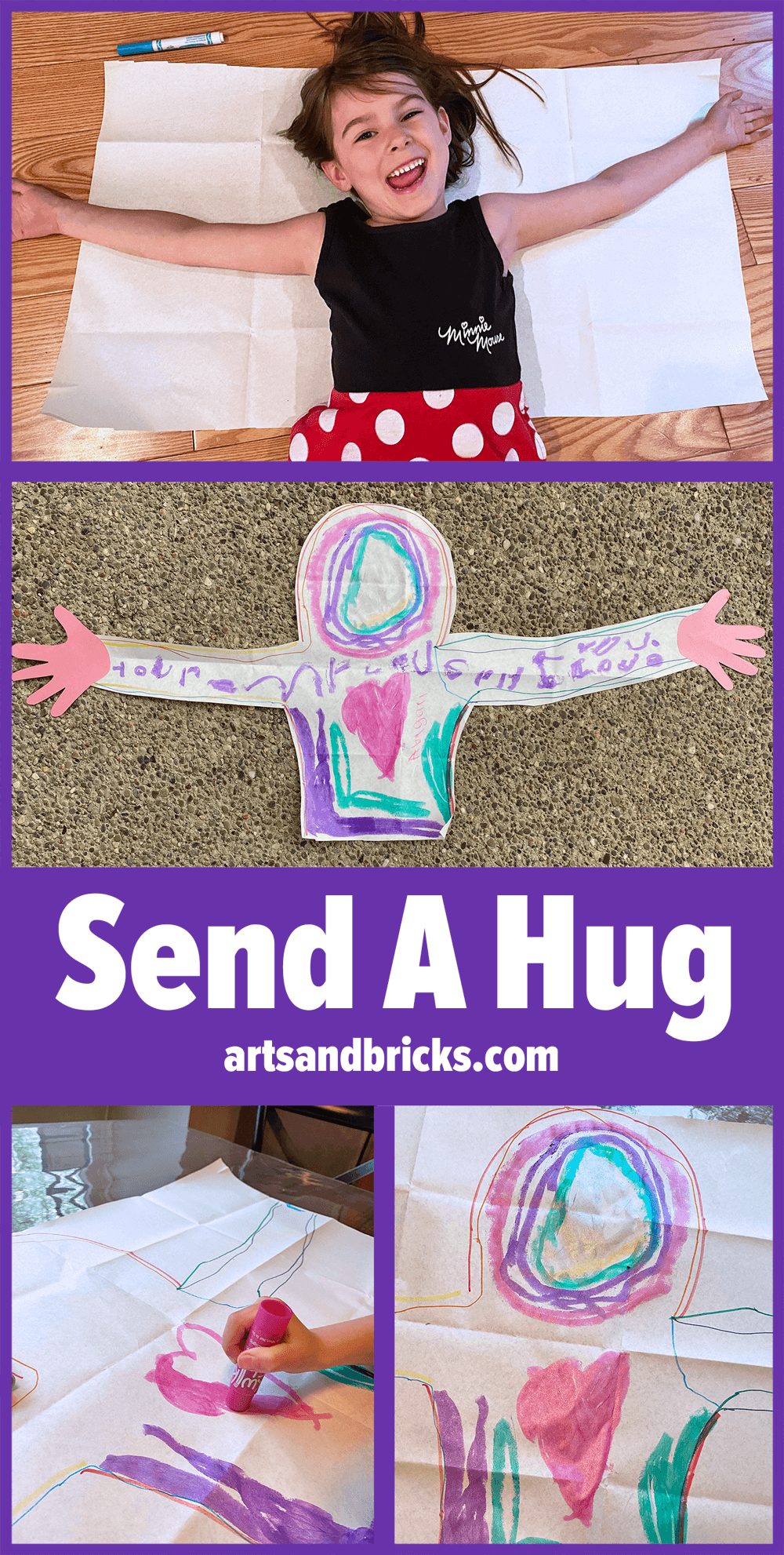 Brighten someone's day! Send a hug from your child. This simple family-friendly craft is perfect for quarantine, grandparents day, deployed parents and more! Get inspired and learn how to create your own from our blog.