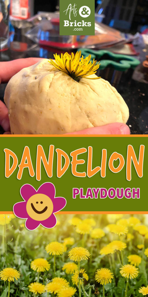 Make DIY Dandelion Playdough with your littles following this simple recipe. No cook and doesn't require Cream of Tartar. #playdoughrecipe #playdough #dandelion #flower #flowercrafts #forkids #flowerplaydough #nocook #nocreamoftartar #sensoryplay #homemade