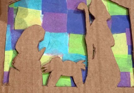 Learn how to make adaptations to this nativity tissue paper mosaic craft
