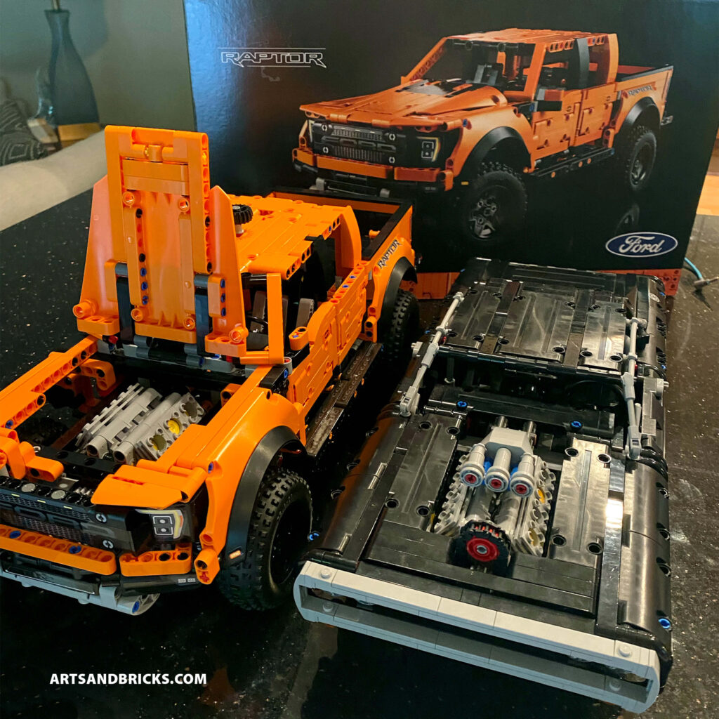 Comparison of Lego Dom's Dodge Charger technic build and Ford F150 Raptor.