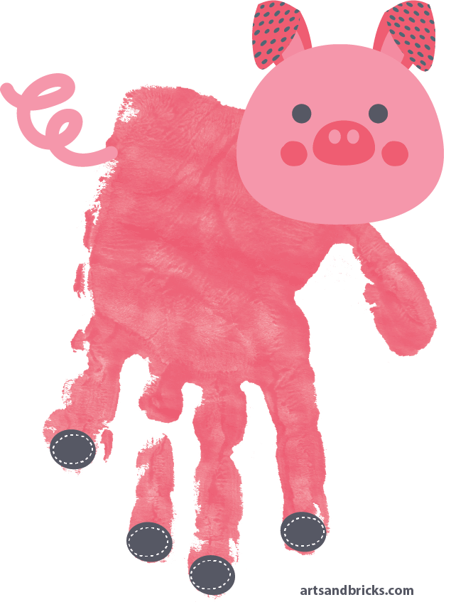 Pig Handprint - Personalized Gift for Kids - Window Cling Handprint Art