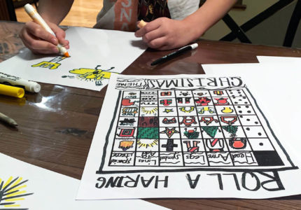 Roll A Haring dice game for kids - teach art