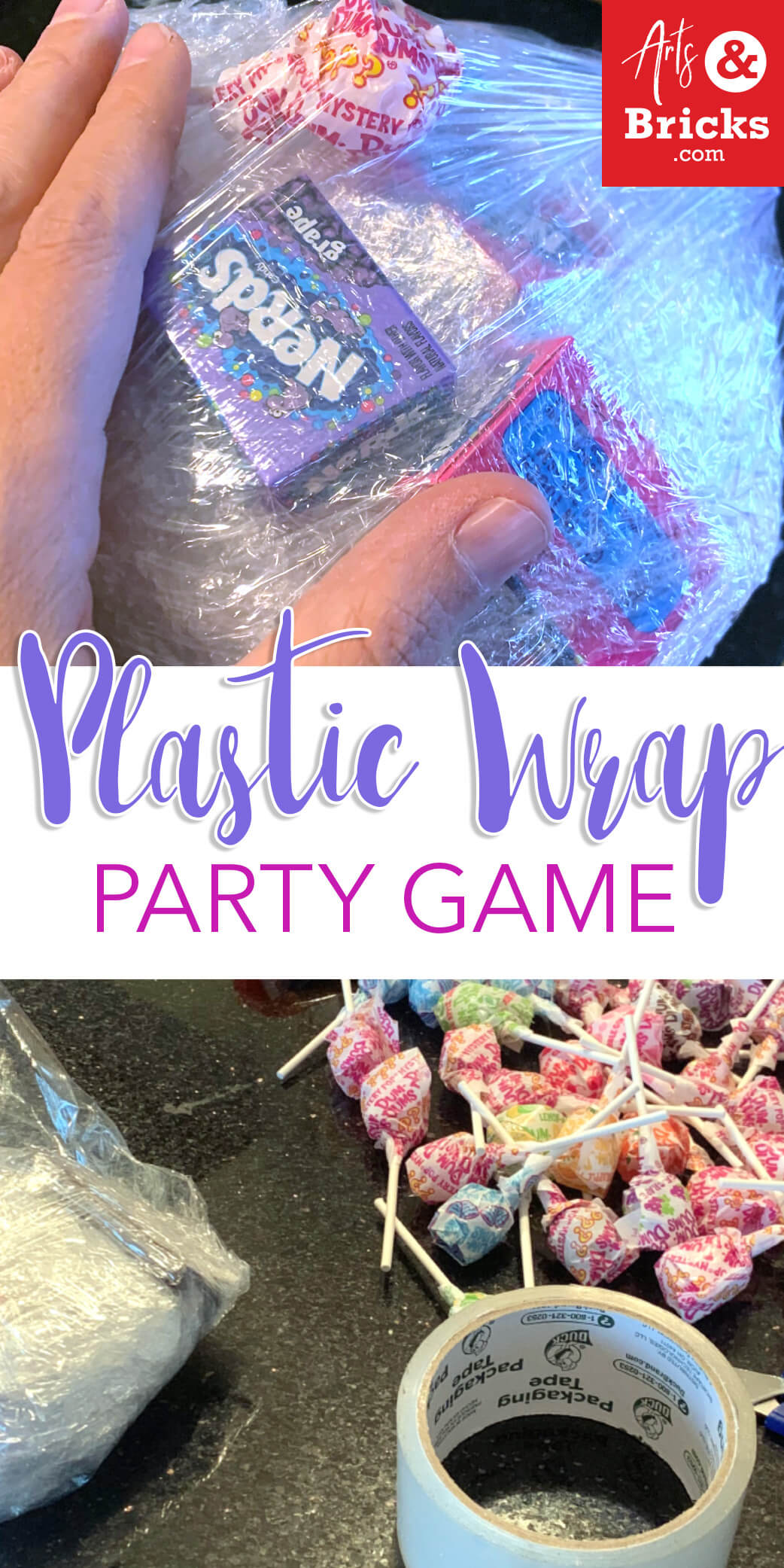 Saran Wrap Candy Ball Game for Holiday School Parties - Arts and Bricks