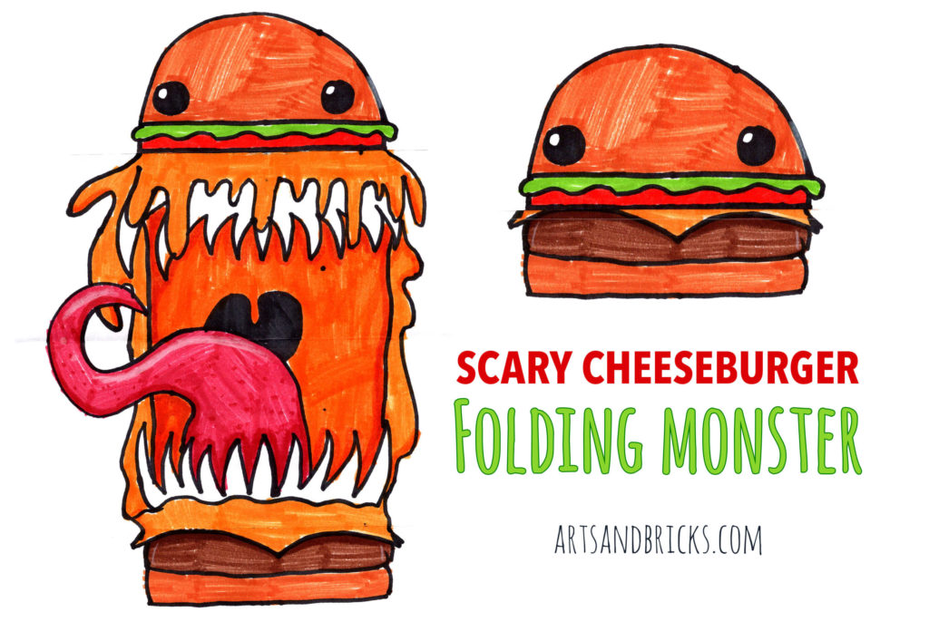Learn how to draw a cheesy dripping CHEESEBURGER MONSTER. This folded cute food-theme surprise monster craft goes from cute to terrifying! Our Art for Kids Hub How to Draw a Scary Cheeseburger Monster was Drawn by a 5th-grade artist.