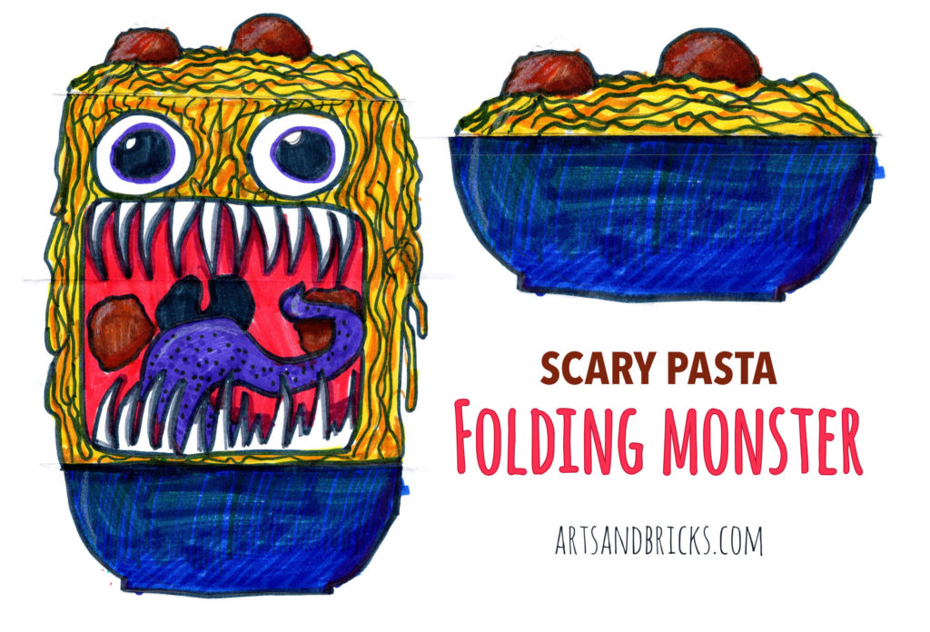 Scary Pasta Monster Folding Surprise design for elementary age kids.