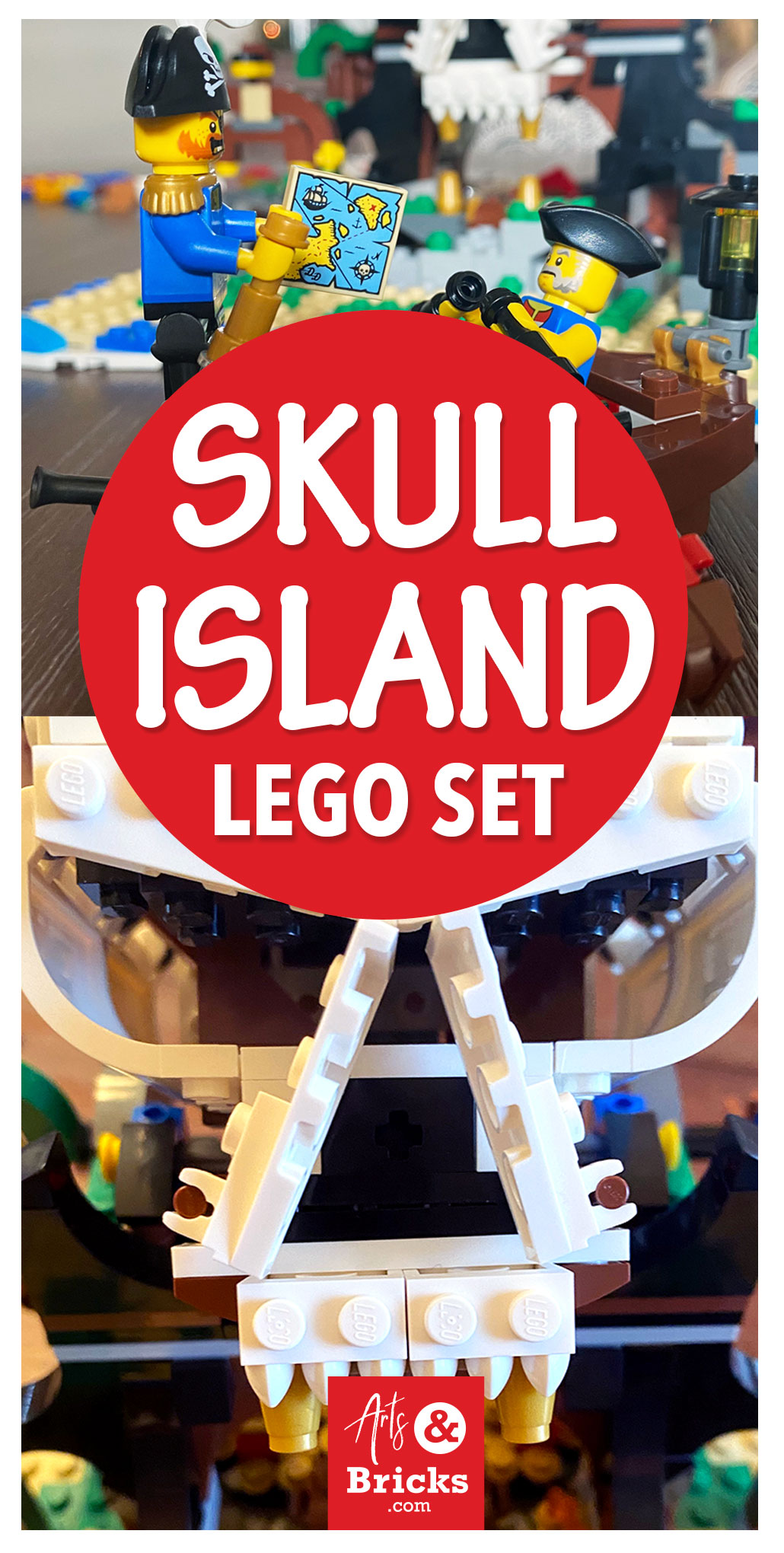 Read about Arts and Bricks's experience building Skull Island from the 2020 LEGO Pirate Ship set 31109 with kids.