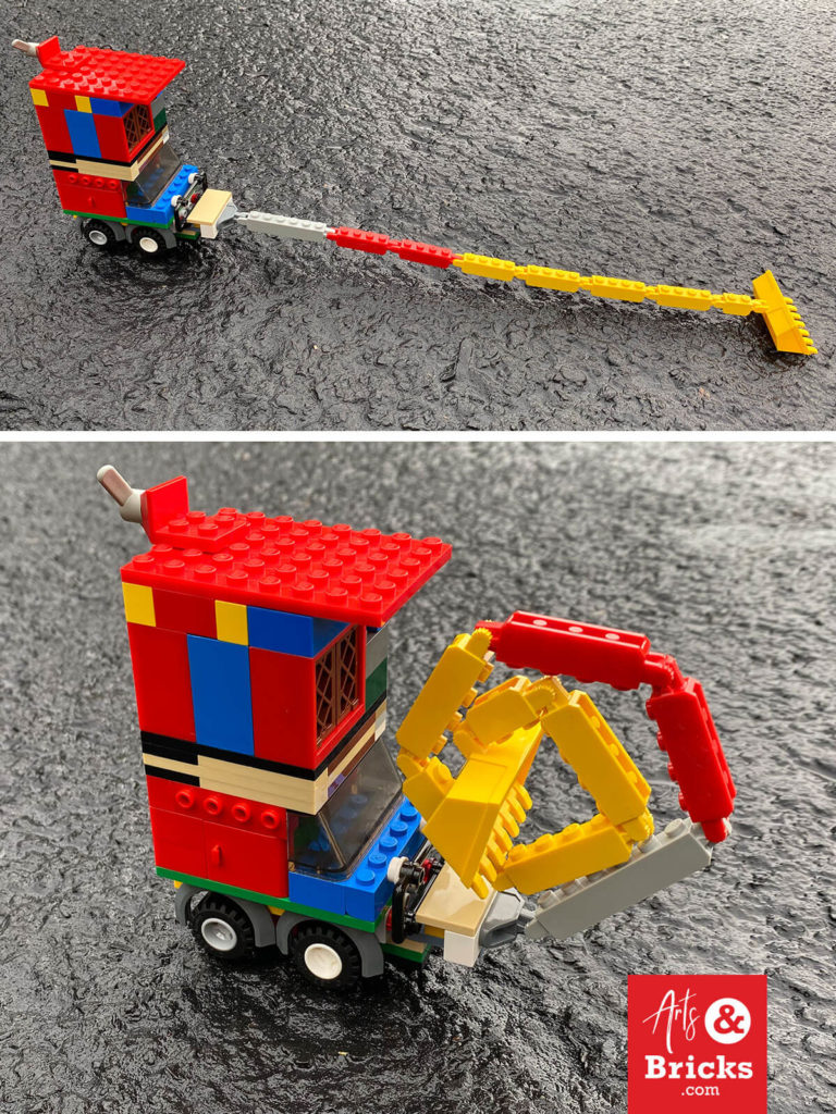 Introducing the Dig-O-Matic. This feat of eight-year-old engineering is most notable for its rollable hinged digger bucket! Its playful functionality is created by connecting eight hinged Lego bricks to the bucket. See more images and our favorite additions on our blog.