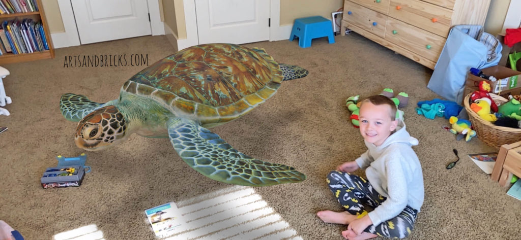 A fun digital activity with kids, use Google's Augmented Reality (AR) to swim with sea turtles in your home! Lots of laughter and entertainment for little ones -- and adults, too!