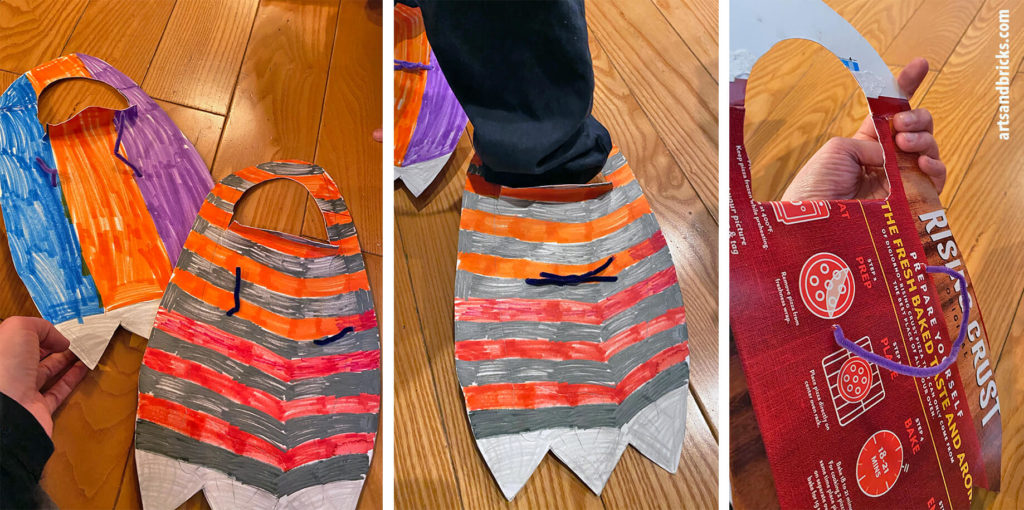 Rooaar! Stomp! This easy craft is sure to become a family favorite! Create your very own dinosaur feet with just three craft supplies: markers, cardboard, scissors and optional pipe cleaners.